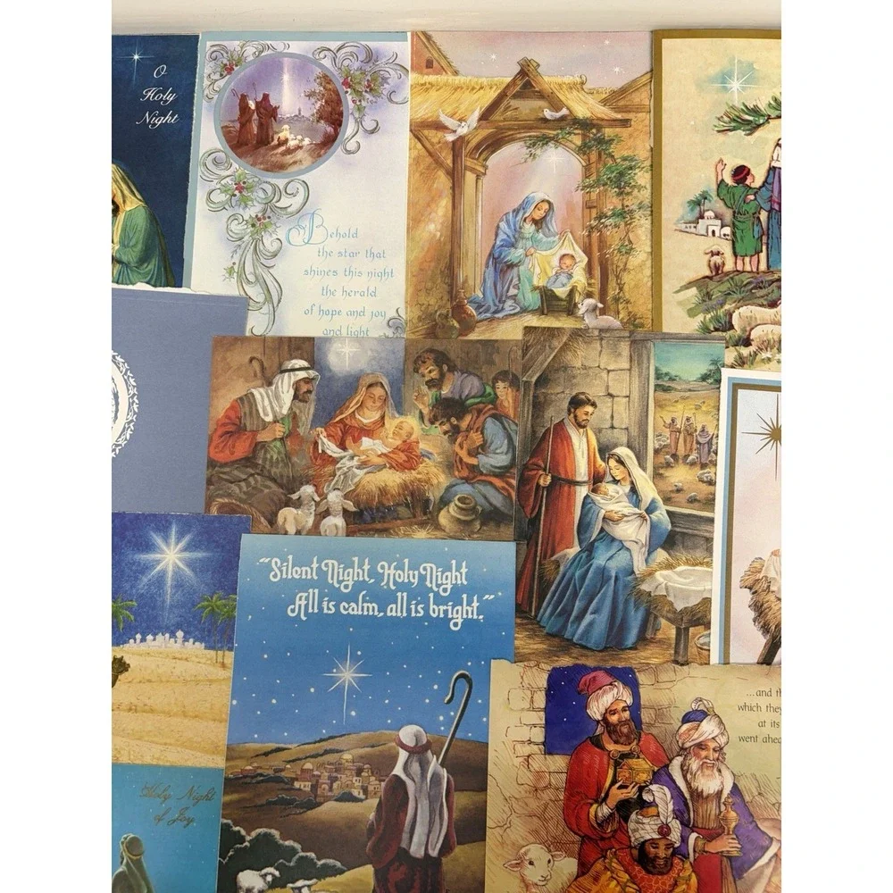 Vintage Christmas Cards Fronts ONLY Nativity Scrapbooking Crafts Lot of 50+